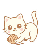 2D cute kawaii cat illustration, flat cartoon style, pastel color palette, soft outlines, simple and clean design, 
