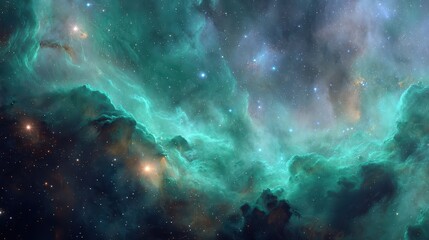 Fototapeta premium Ethereal Celestial Background with Glowing Nebulae in Space
