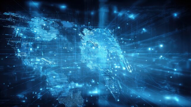 global network digital world map - Powered by Adobe