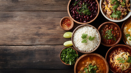 Flavorful mexican food dish on rustic wooden table promises delightful culinary meal