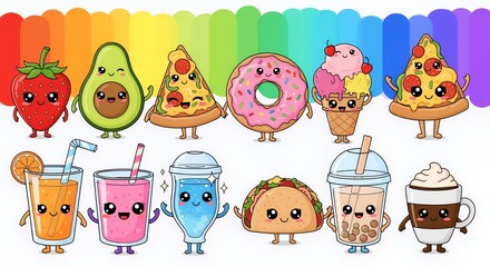 Adorable Kawaii Food Characters: A Rainbow Delight