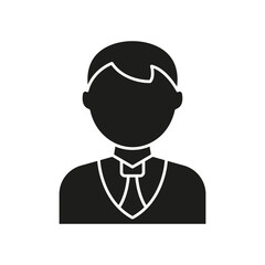 Businessperson Avatar Solid Icon. Professional, Corporate Representation, And Office Employee Silhouette Symbol. Business Management. Isolated Vector Illustration