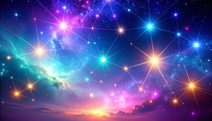 Fototapeta premium Surreal cosmic design featuring glowing constellations and luminous neon energy