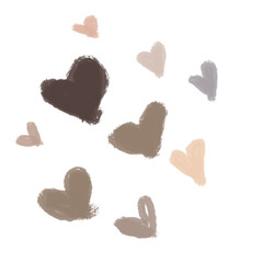 set of hand drawn heart shapes