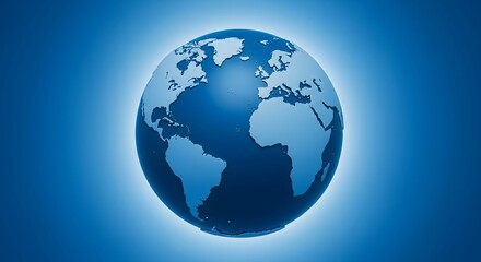 Obraz premium A glowing blue globe of planet Earth on a simple background. A global concept for business, technology, communication, and environmental awareness.