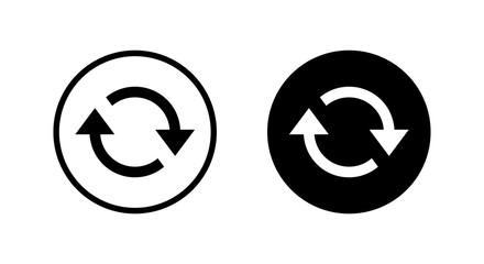 Repeat motion icon in black circle. Refresh arrow symbol. Reload loop concept