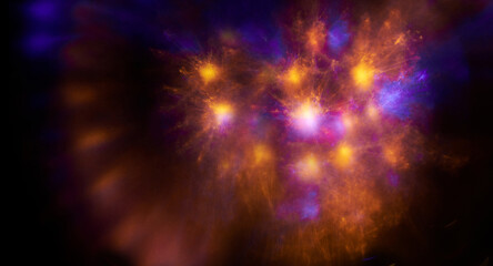 Abstract dynamic background of blurred glow spot on dark background. Movement effect. Reflection of human thoughts neuroprocesses in brain overthinking