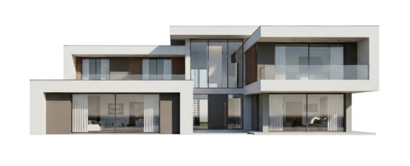 Modern Minimalist Architectural House Design cutout isolated on transparent bg, png