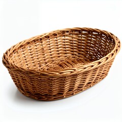 Fototapeta premium Woven wicker serving dish, presenting refined crafting aesthetic on white background