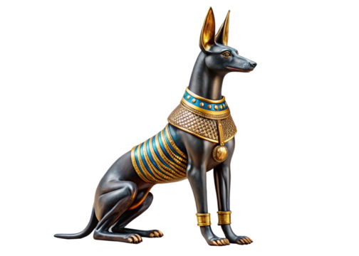 Anubis isolated on a white or transparent background. Egyptian Mythology.
