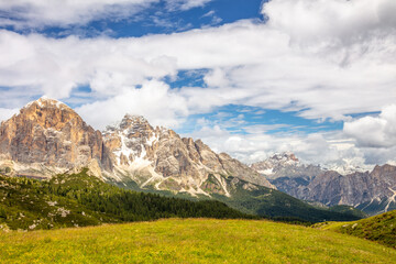 Green Valley Surrounded by Rocky Mountains