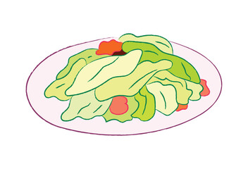 cooked stir-fried cabbage with carrots, side dish