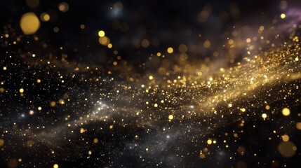 Obraz premium Golden Particles Floating in Dark Cosmos with Mystical Glow