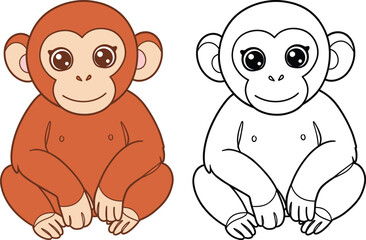 Cute Cartoon Monkey Illustration