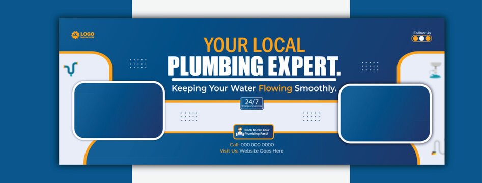 Your local plumbing expert service banner template for website and advertising