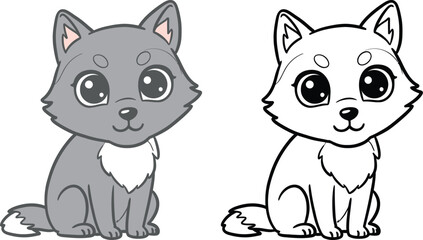 Cute Cartoon Wolf Illustration