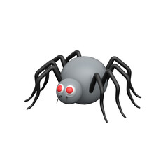 Cute cartoon spider graphic design isolated on white, 3D creepy Halloween spider