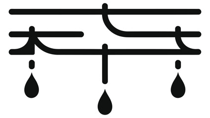 (Drip irrigation lines)Overhead drip irrigation pipe icon – minimalist black glyph of greenhouse watering line, precision agriculture system for sustainable farming, water-saving technology