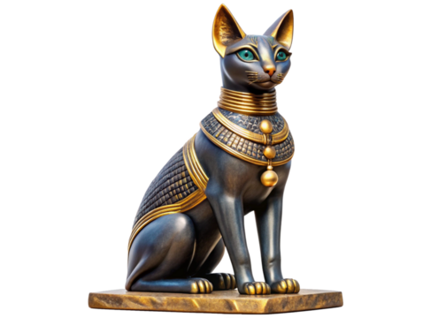 Bastet isolated on a white or transparent background. Egyptian Mythology.