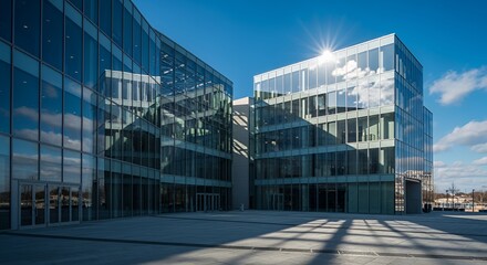 Modern Glass Architecture: Sunlit Office Buildings