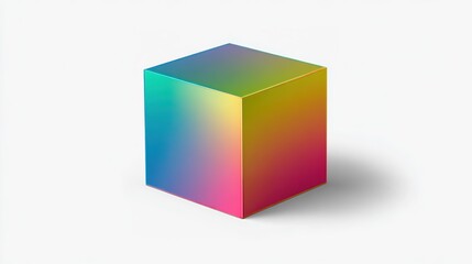 Obraz premium Colorful gradient cube on a white background, showcasing modern art and geometric aesthetics