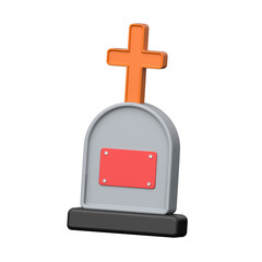 A stylized, 3D model of a gravestone for Halloween.