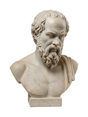Philosopher sculpture display museum gallery art piece classical setting ancient wisdom isolated PNG
