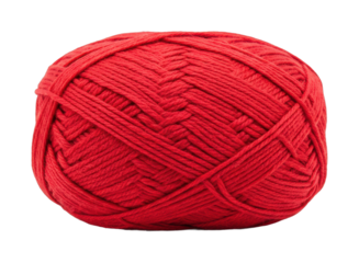 Crafting with red yarn creative projects home studio cozy environment perspective isolated PNG