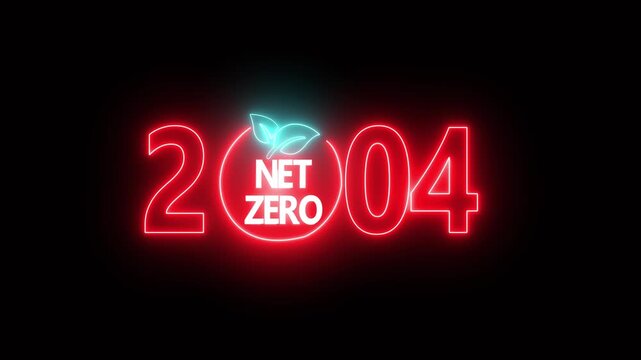 Net zero environment sustainable concept with 2004 year changing. Sustainable development and business concept. Net zero and eco friendly symbol stamp and stamping impact isolated animation.
