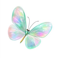 Enchanting Iridescent Butterfly: A vibrant and detailed illustration of an iridescent butterfly gracefully poised, showcasing its exquisite wings with shimmering colors and intricate patterns.