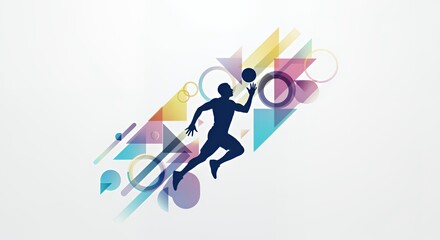Dynamic Silhouette of a Basketball Player in Motion