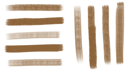 Collection of brown, coffee brown, watercolor brush strokes on transparent png background for note-taking, presentations etc. 