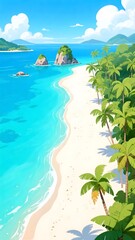 Fototapeta premium Tropical Paradise: The Hidden Gem of Sandy Shores and Emerald Waters