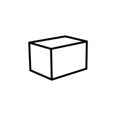 Clean, minimalist illustration of a 3D box.