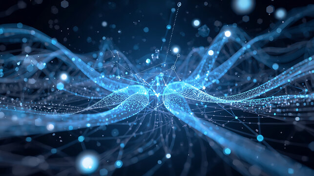 digital illustration of artificial intelligence processor surrounded by dynamic circuitry