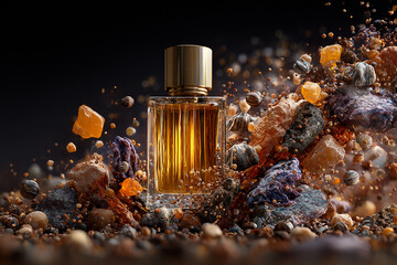 A bottle of perfume with  frankincense  Scent , arabian perfume, 
