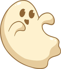 Cute Ghost Vector Icon Cartoon ghost vector illustration, perfect for Halloween designs, spooky themes, and children’s party decorations.