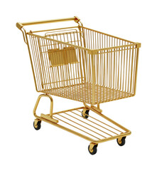 Shopping cart action retail store location product content gold finish environment front concept isolated PNG