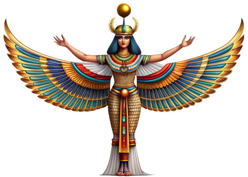 Nephthys isolated on a white or transparent background. Egyptian Mythology.