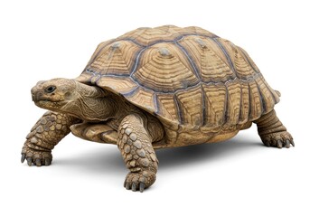 Obraz premium Tortoise with Detailed Shell and Textured Skin on White Background