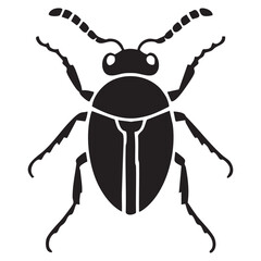 Detailed outline drawing of a beetle with six legs and antennae