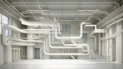 Modular Architecture with Exposed Pipe Design in Modern Space