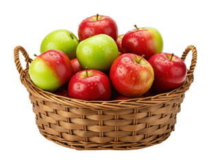 Fresh apples in a rustic basket farmhouse kitchen still life cozy environment healthy eating concept isolated PNG