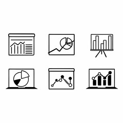 Illustrations of various data charts and graphs for business reports