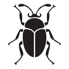 Detailed outline drawing of a beetle with six legs and antennae