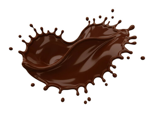 Chocolate splashing action in culinary environment artistic viewpoint food content isolated PNG