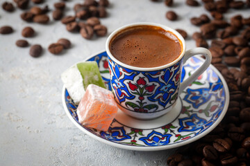 Traditional delicious Turkish coffee or Greek coffee