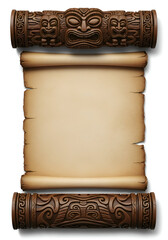 Tiki Scroll Background with Tropical Leaves