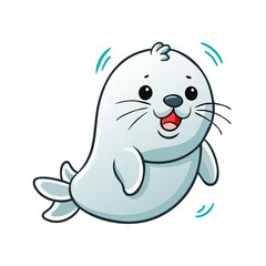 Vector art of cute seal swimming in the ocean