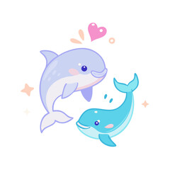 Vector art of two adorable dolphins with a heart